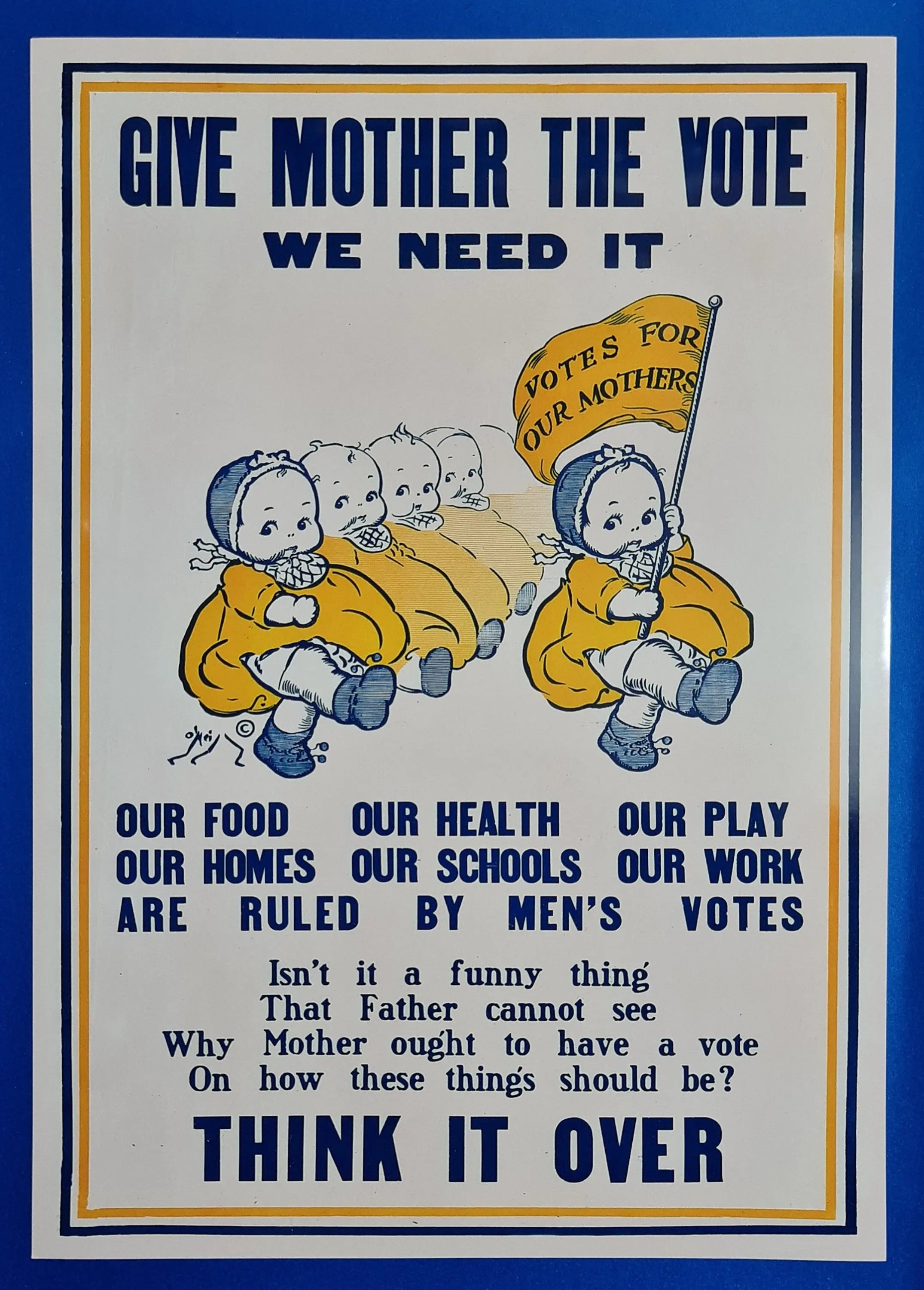 A3 Glossy Poster, c1900 Suffragette Suffrage Repro Poster, Give Mother The Vote 64G