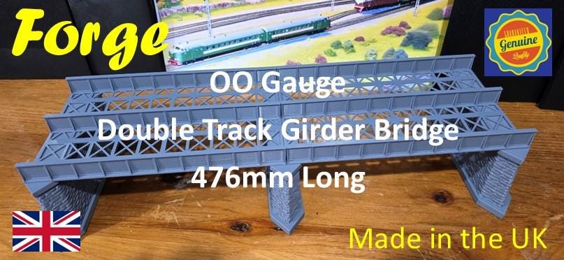 Iron Girder Bridge OO Gauge 476mm Double Track Model Railway Train 1:76 Scale