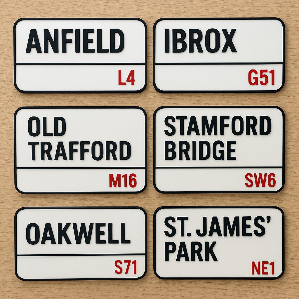Football Ground Stadium Street Sign Custom London Style Anfield, Old Trafford Super Size 400 x 160mm