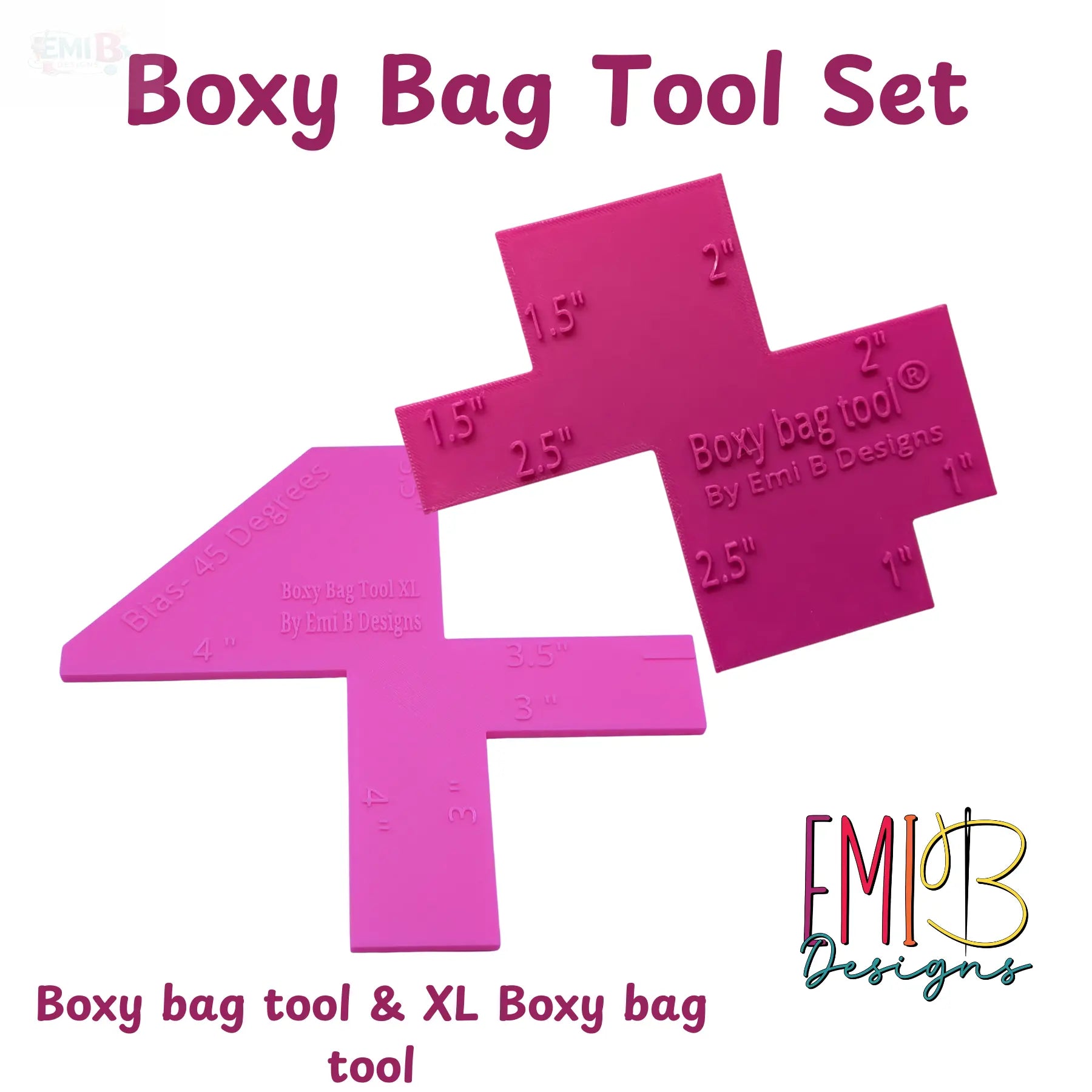 Boxy Bag tool Set Boxy bag tool and XL Boxy Bag Tool Includes both Bag Making Rulers