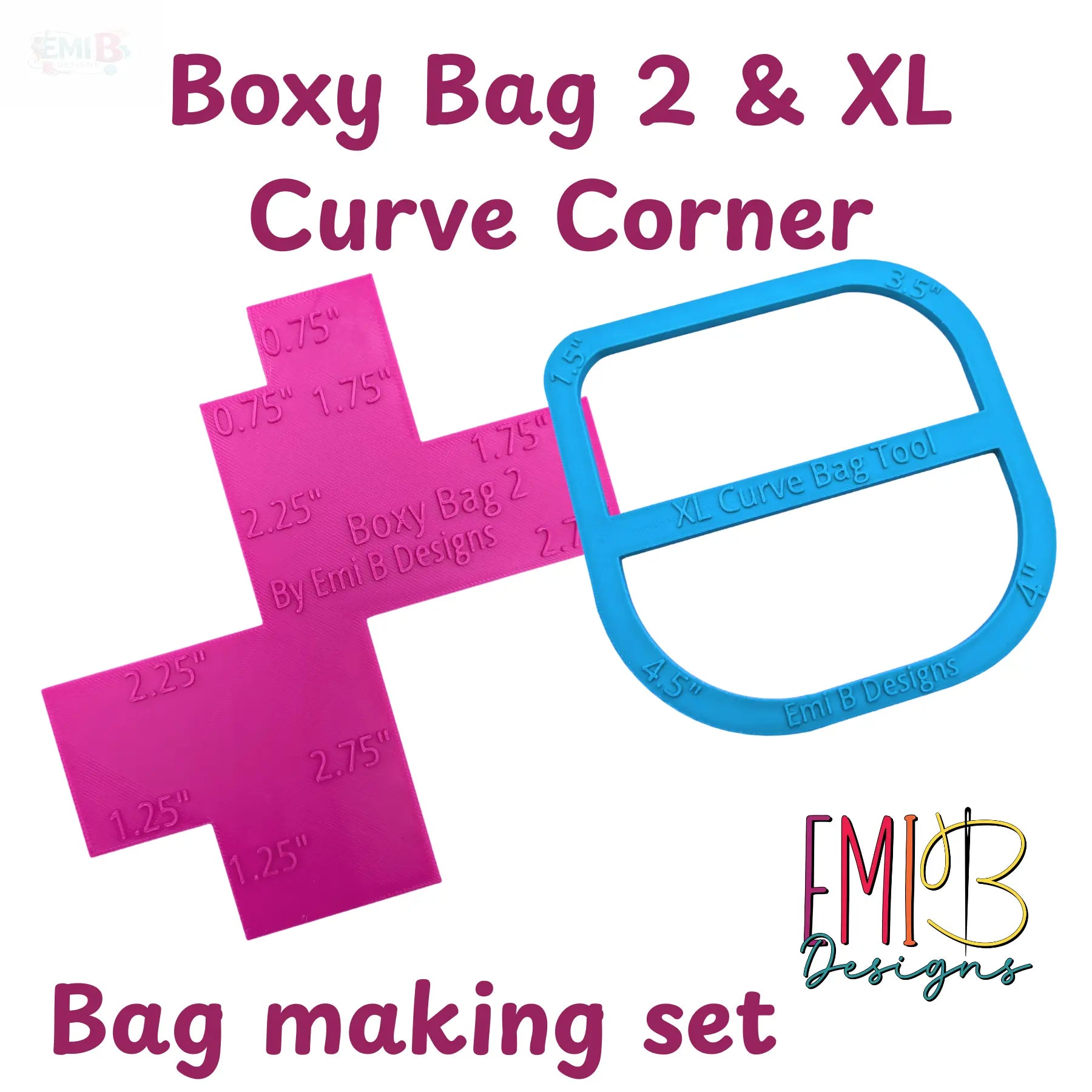 Beginners Bag Making Boxy Bag Tool 2 and XL Curve corner tool set Bag Making Rulers Sewing Rulers Sewing Set