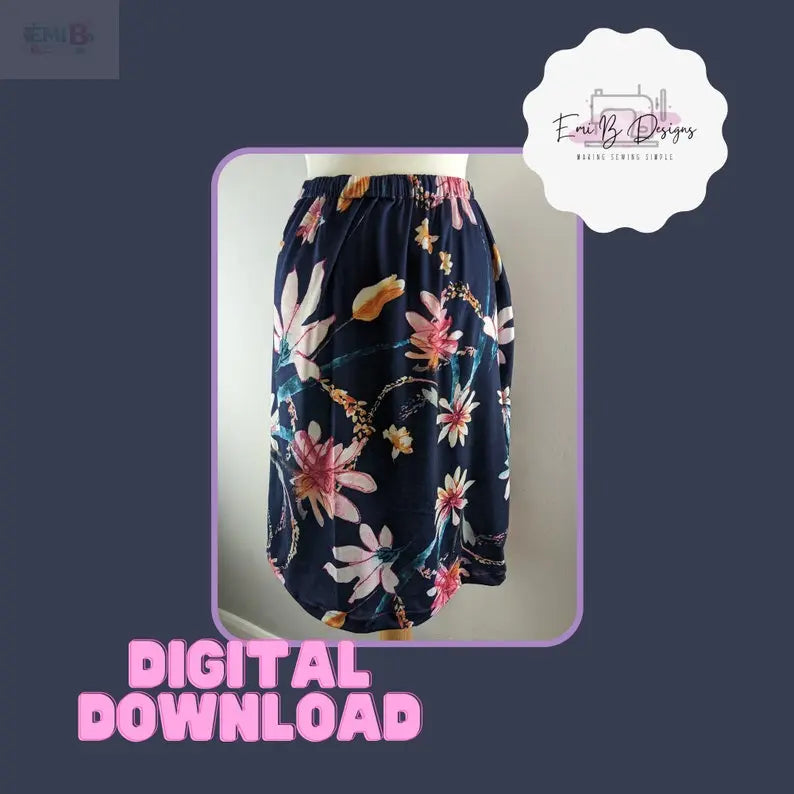 Jersey Skirt Sewing Pattern- Draft your own Jersey Skirt Pattern- Dressmaking Pattern