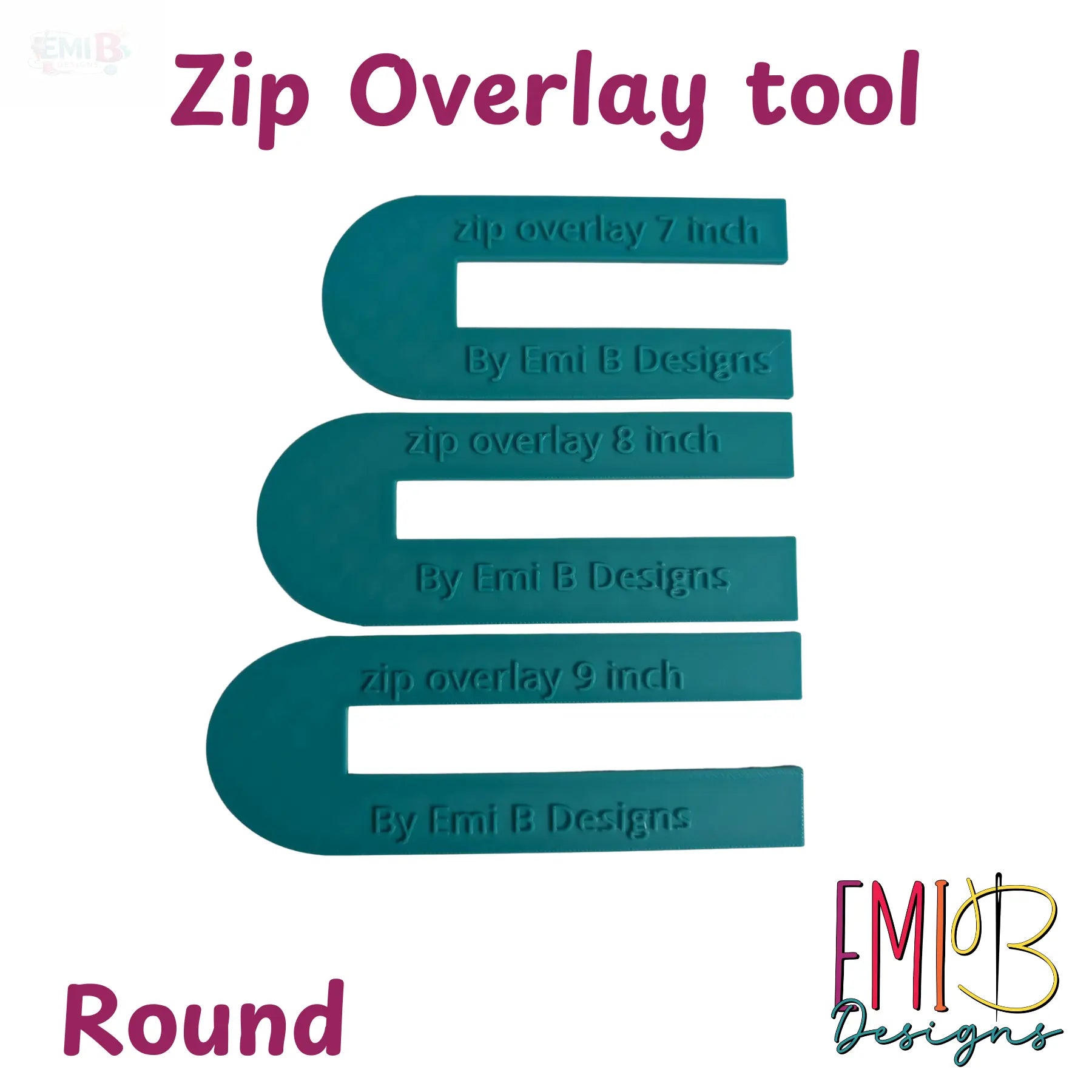 Round Zip overlay Tool Bag Making Tool Pack of 3 zip overlay templates. Round zip overlay