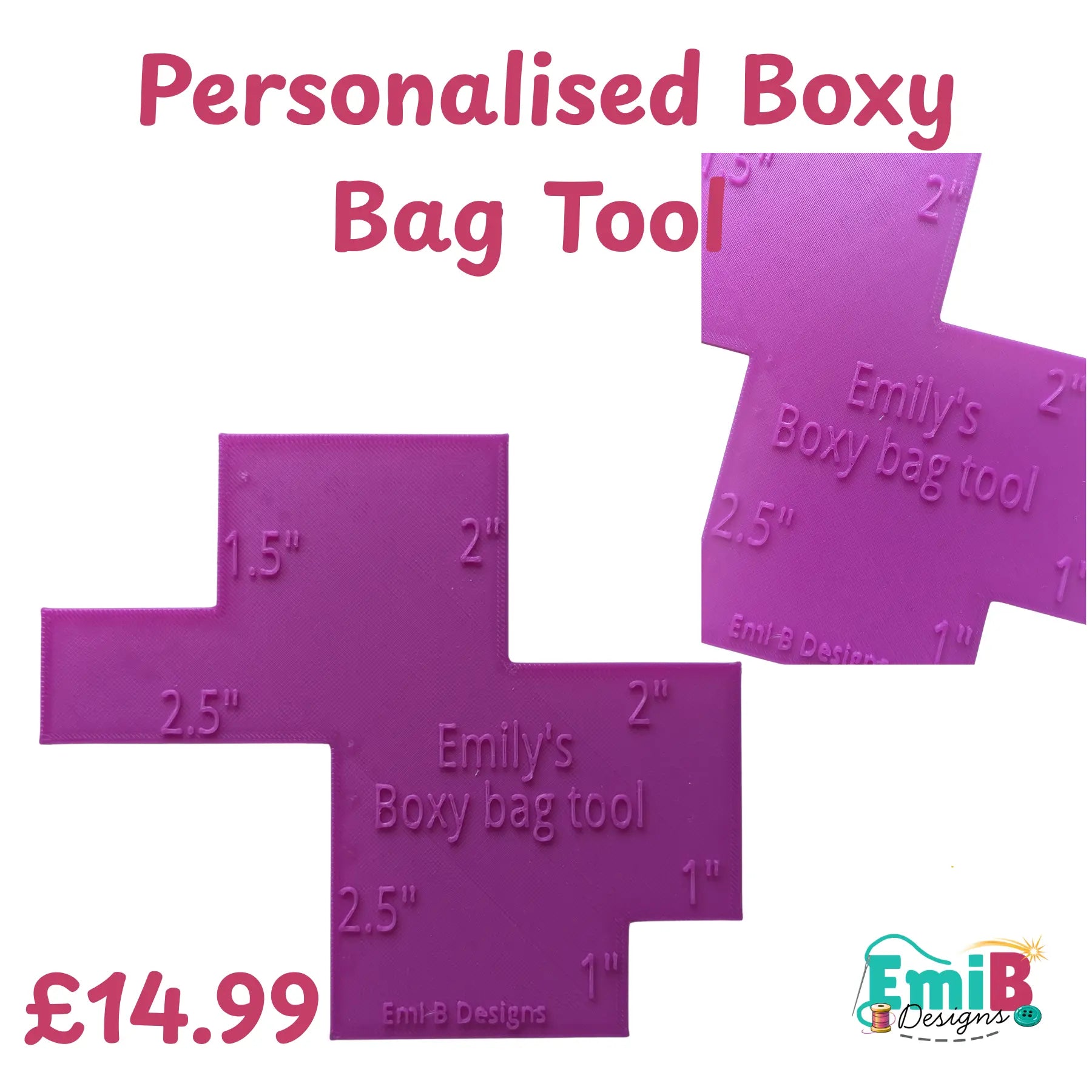 Personalised Boxy Bag Tool- Box corner bag tool- Bag Base Ruler