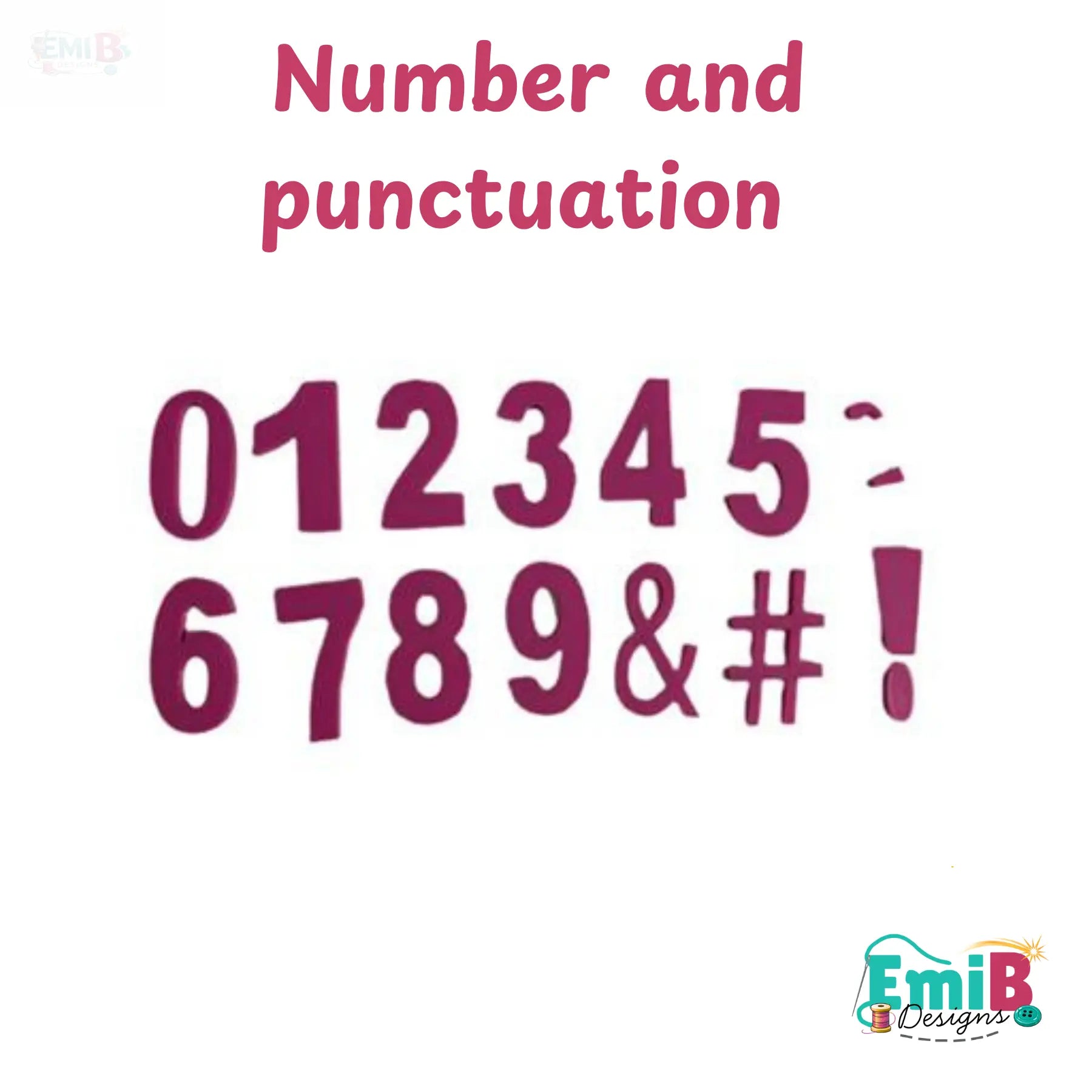 Numbers and punctuation Templates Stencils for Sewing and Crafts Applique numbers Personalise your Sewing