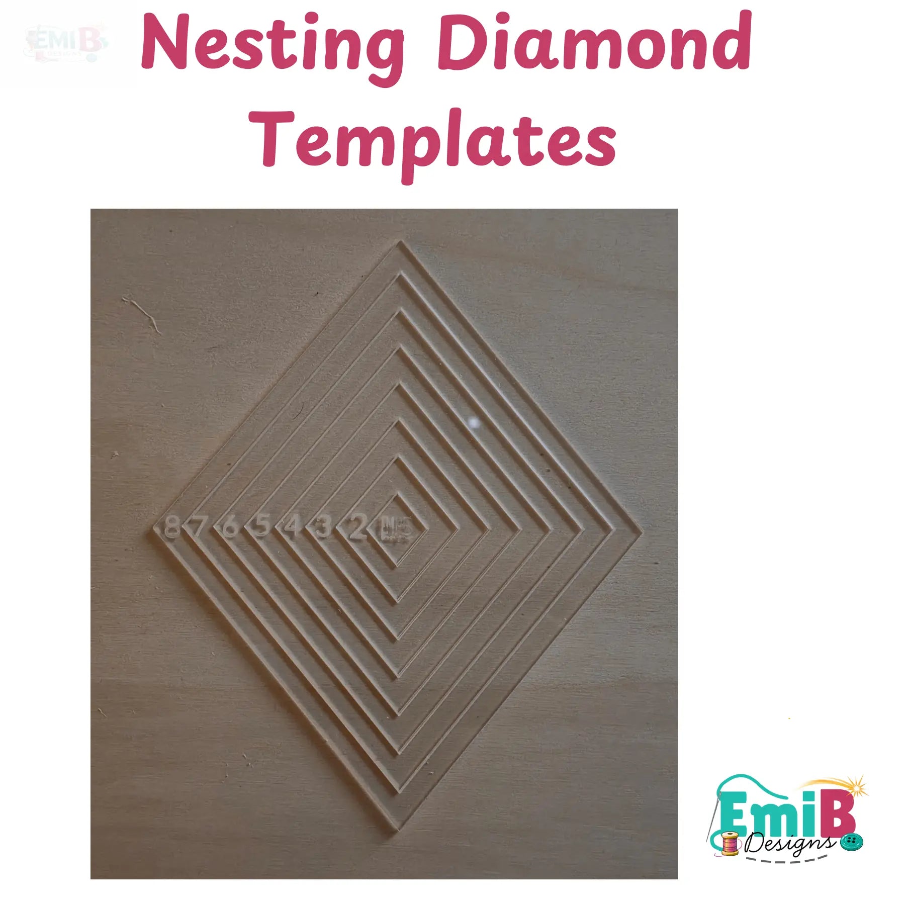 Nesting Diamond Acrylic Template. 1-8 inch Circle Templates