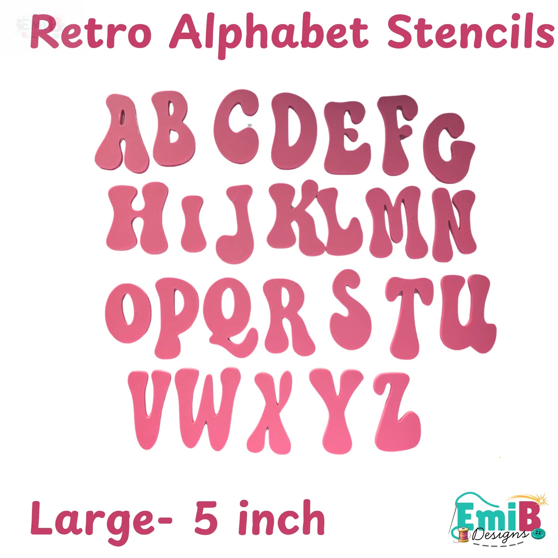 Larger Size Retro A to Z Letter Templates Letter Stencils for Sewing and Crafts Applique Letters Personalise your Sewing- 5 inch tall