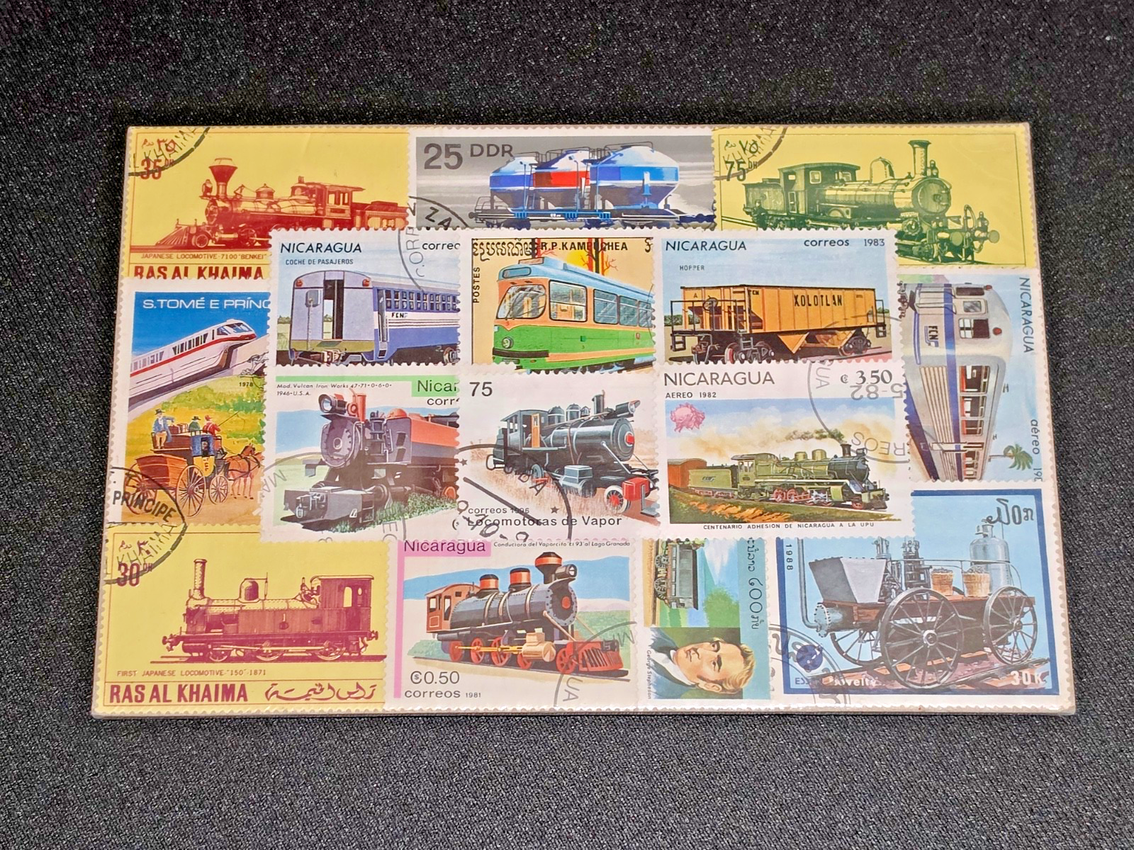 Sealed Italian Dealer Packet 15 Different Train Railway Stamps Treni Lire 5000