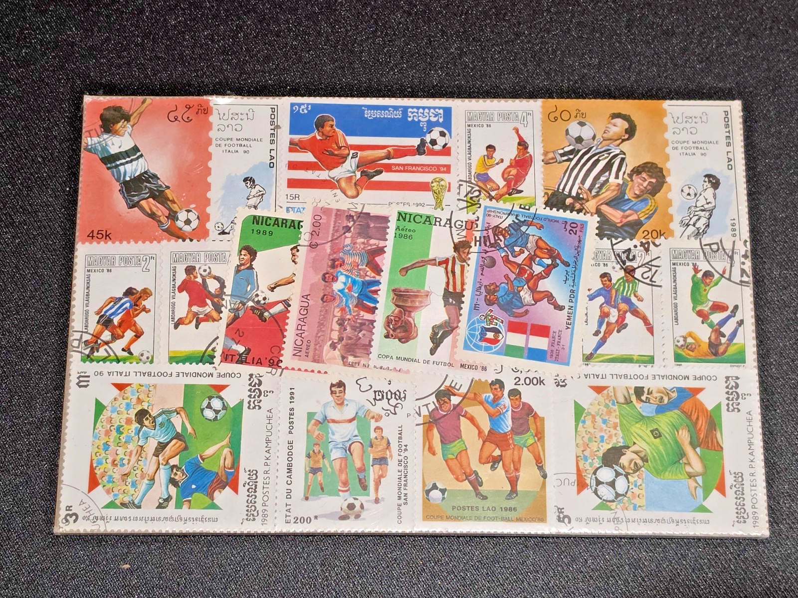 Sealed Italian Dealer Packet 15 World Cup Football Stamps Calcio Italia 90