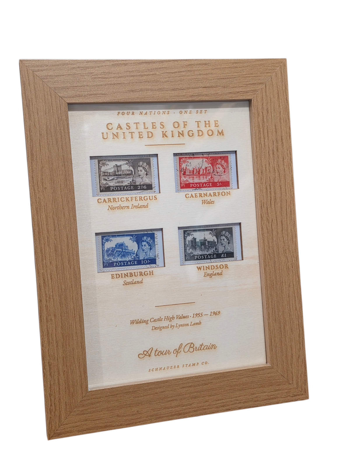 Wilding Castle High Values 1955-1969 Framed Royal Mail Stamps British UK A5