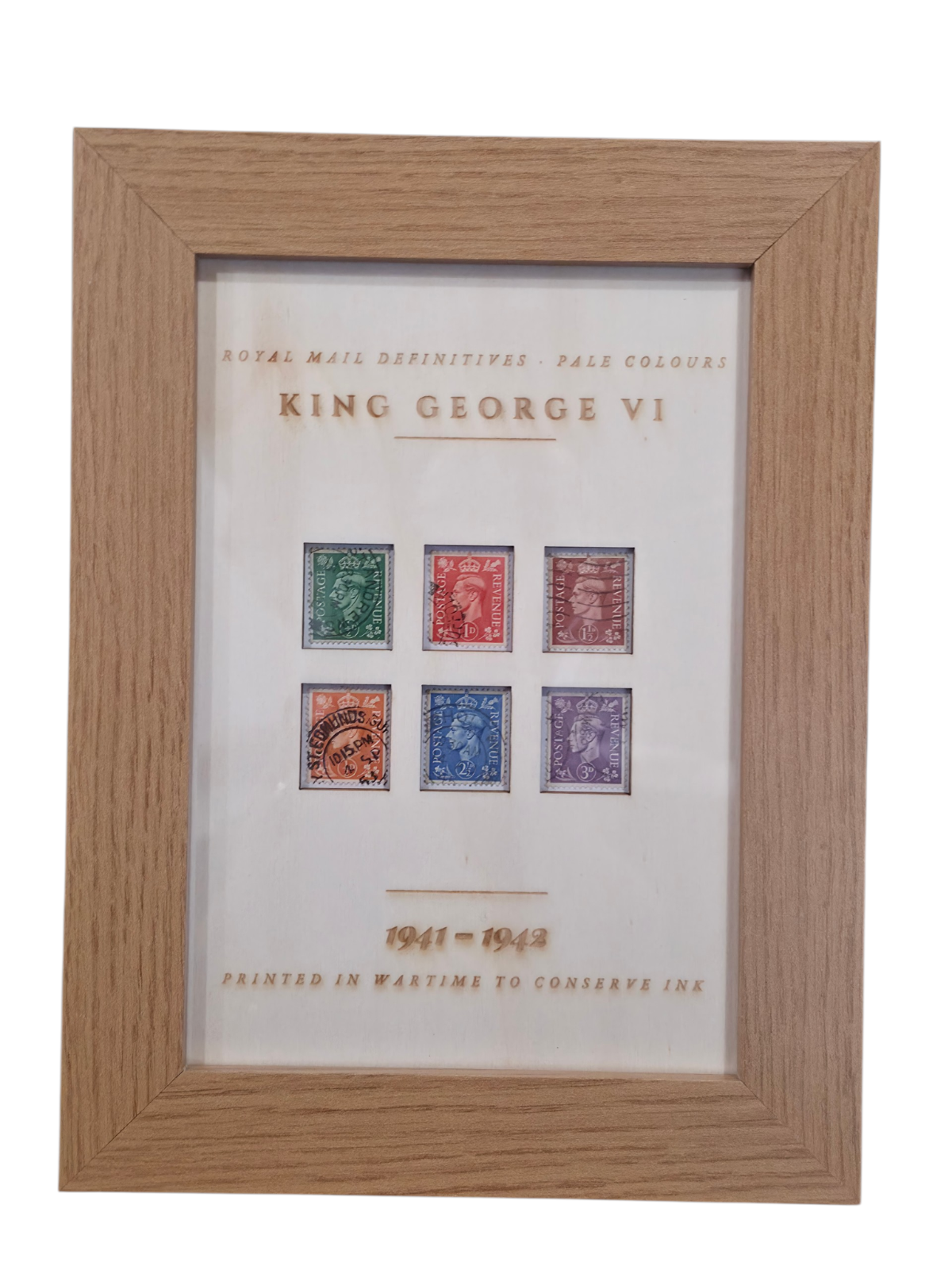 WWII Wartime Stamps Framed 1941 King George VI Pale Colours Home Front Britain