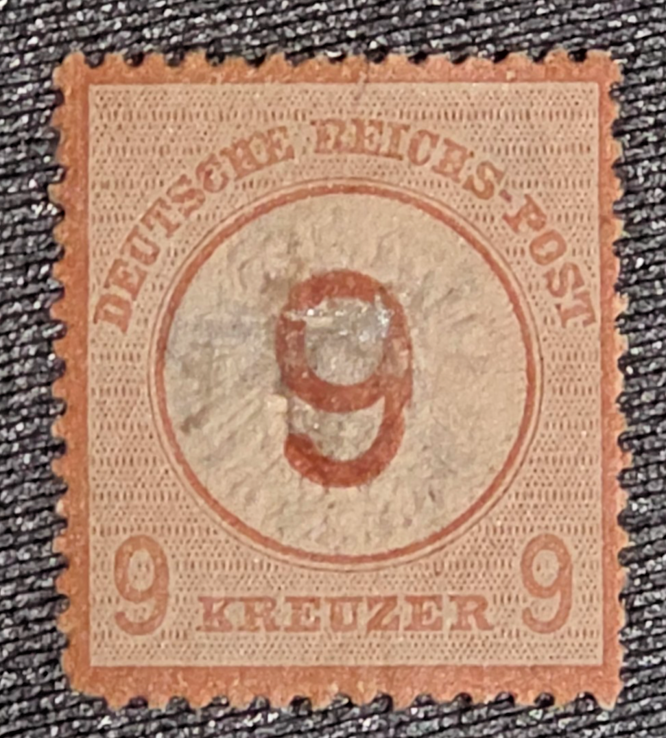 Germany Reich 1874 Mi 30 9 Kreuzer Surcharge Large Shield Mint Hinged FAULT MH