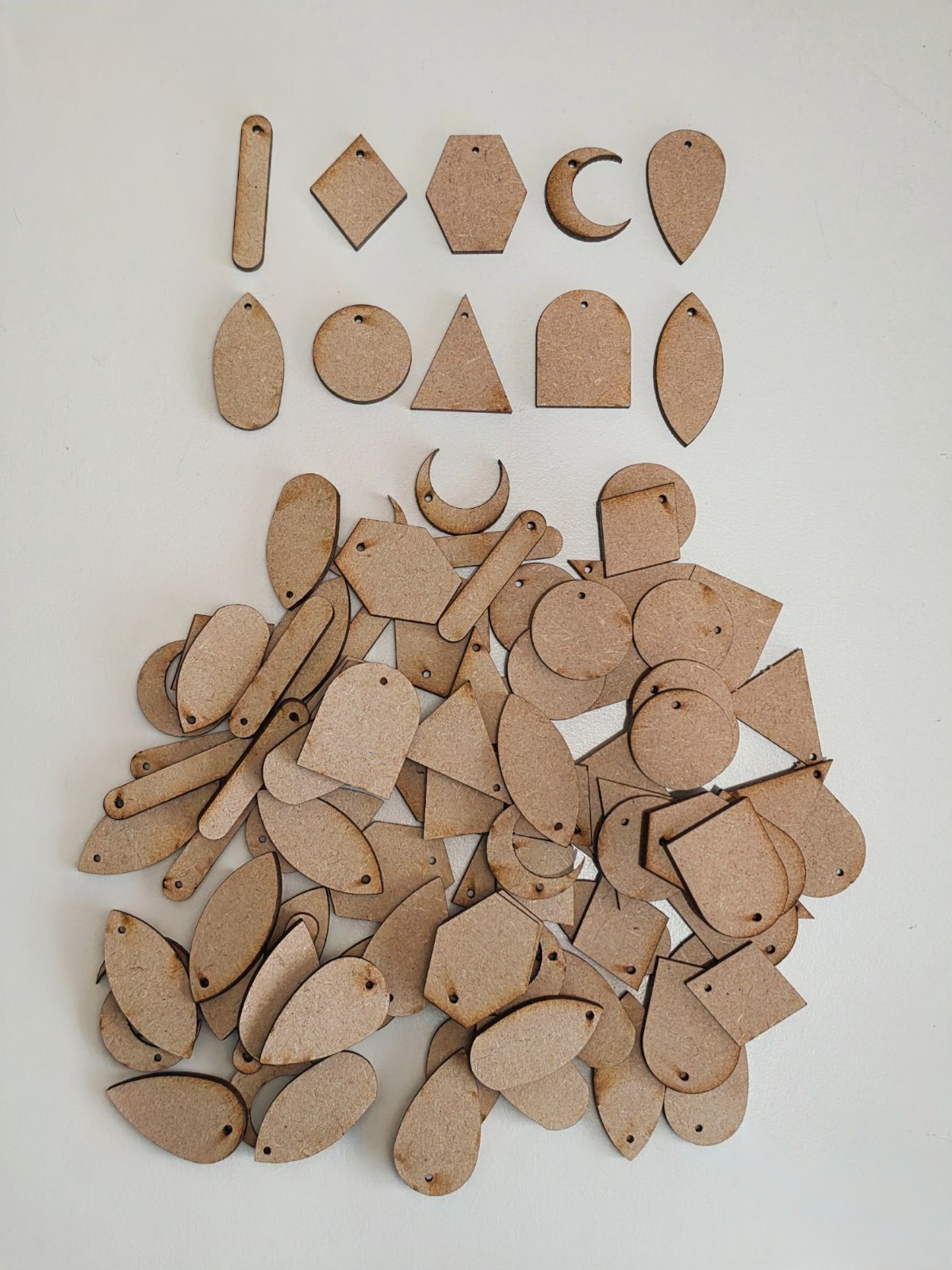 50 Pairs Wooden Earring Blanks 3mm MDF Mixed Shapes Laser Cut Jewellery DIY UK
